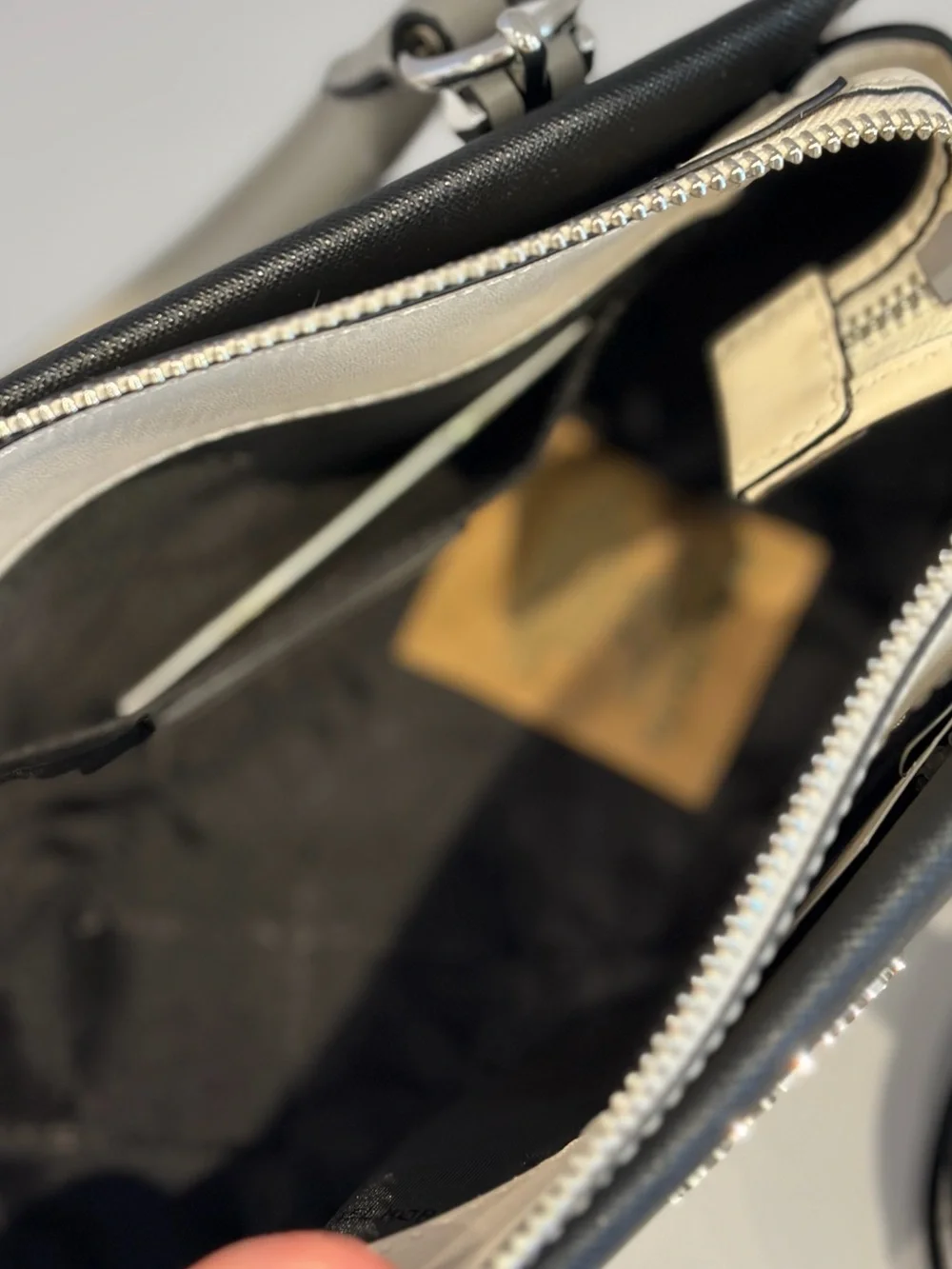 MICHAEL KORS Black, Light Gray and White Satchel